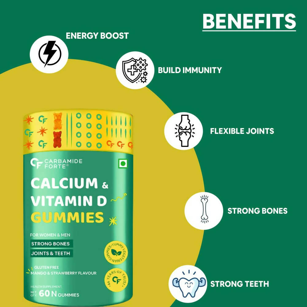 Carbamide Forte Calcium with Vitamin D Gummies for Men & Women - Distacart