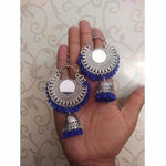 Thumbnail for Muskan Fancy Oxidized Blue Beaded Jhumka Earrings