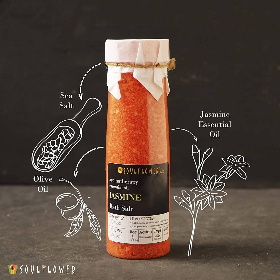 Soulflower Aromatherapy Essential Oil Jasmine Bath Salt benefits
