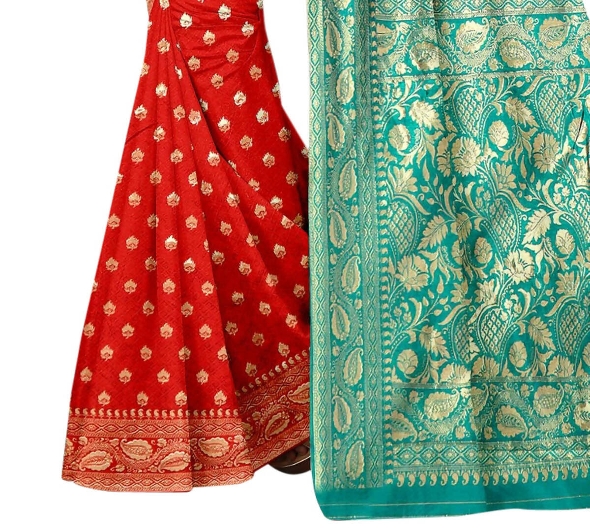 Vamika Red Weaving Banarasi Jacquard Saree - Distacart