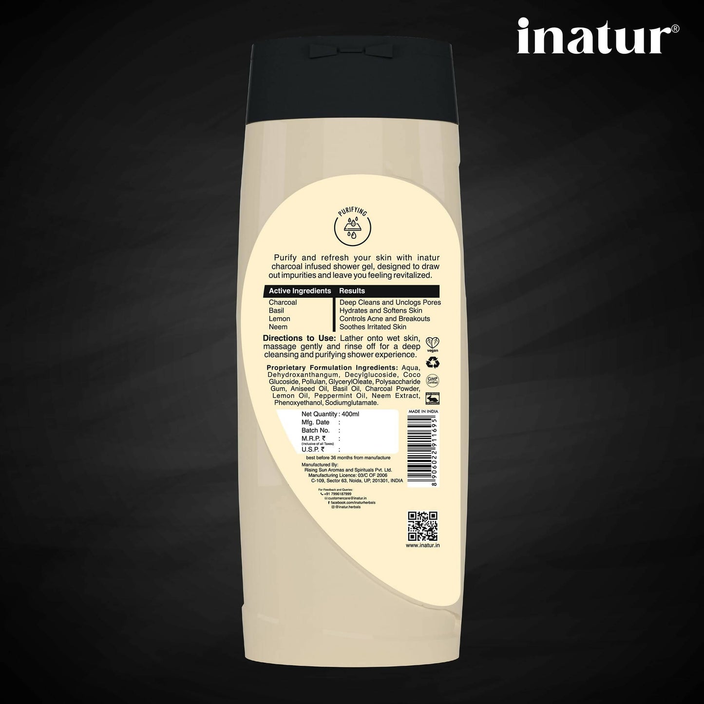 Inatur Charcoal Shower Gel - Distacart
