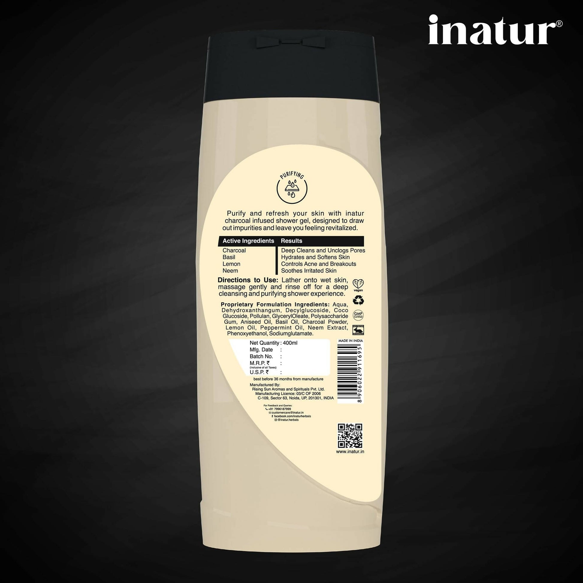 Inatur Charcoal Shower Gel - Distacart