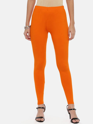 Souchii Orange Solid Slim-Fit Ankle-Length Leggings For Women - Distacart