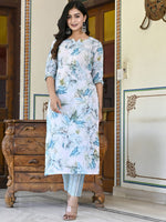 Thumbnail for Kalini Women Floral Printed Regular Kurta with Trousers - Distacart