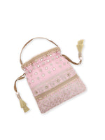 Thumbnail for Masq Pink & Gold-Toned Embellished Potli Clutch - Distacart