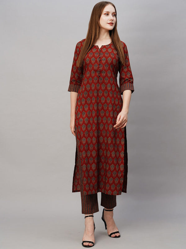 Kalini Ethnic Motifs Printed Regular Straight Kurta With Trousers - Distacart