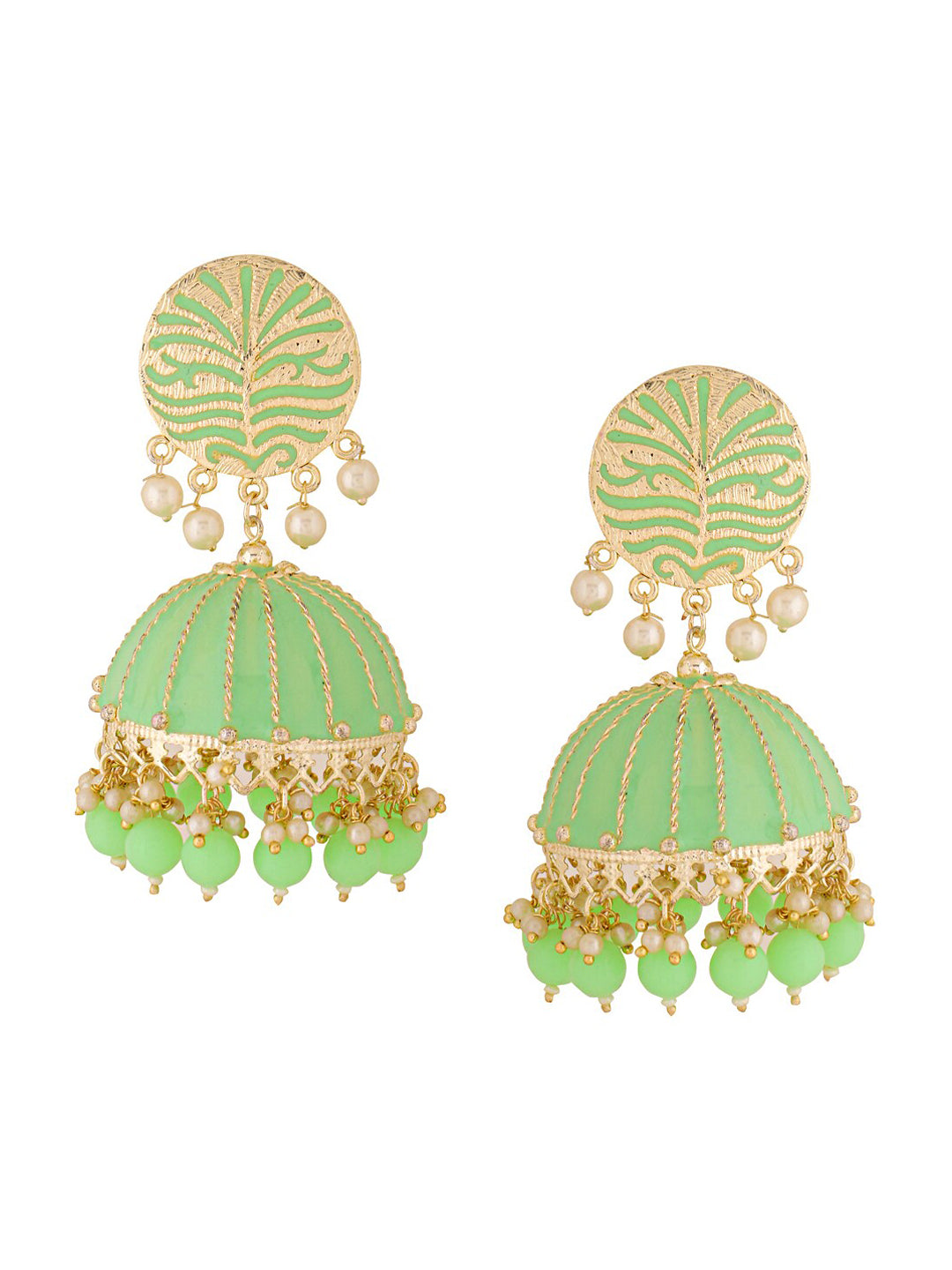 Yellow Chimes Women Green Meenakari Jhumkas Earrings - Distacart
