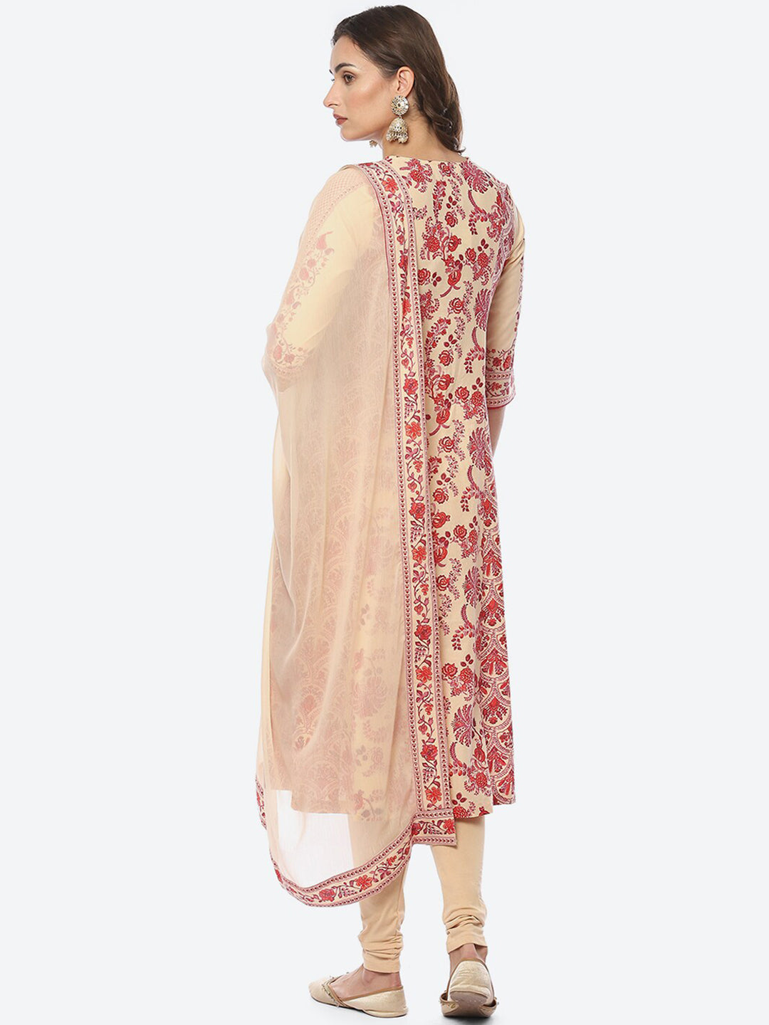 Biba Women Plus Size Floral Printed Kurta With Churidar & Dupatta - Distacart