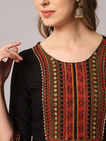 Thumbnail for Kalini Ethnic Motifs Yoke Design Mirror Work Pleated Kurta & Trousers With Dupatta - Distacart