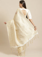 Thumbnail for Saree Mall Off-White & Golden Woven Design Banarasi Saree - Distacart