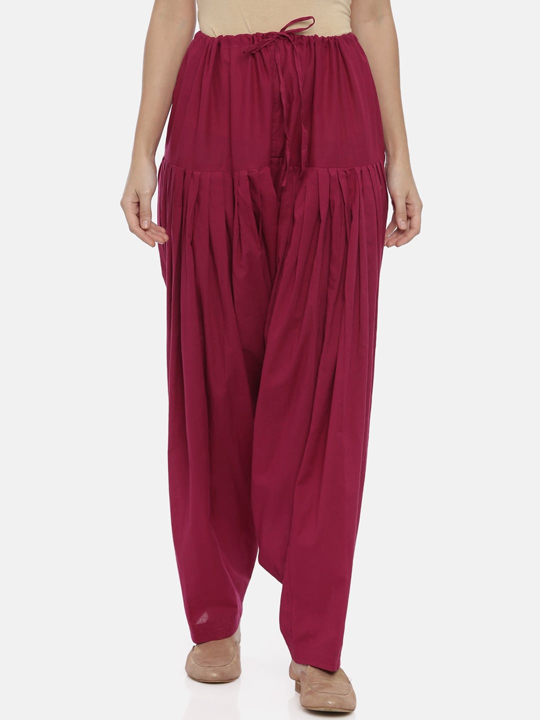 Souchii Maroon Solid Regular-Fit High-Rise Patiala - Distacart