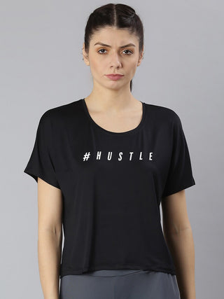 MKH Typography Printed Round Neck Crop Sports T-shirt - Distacart