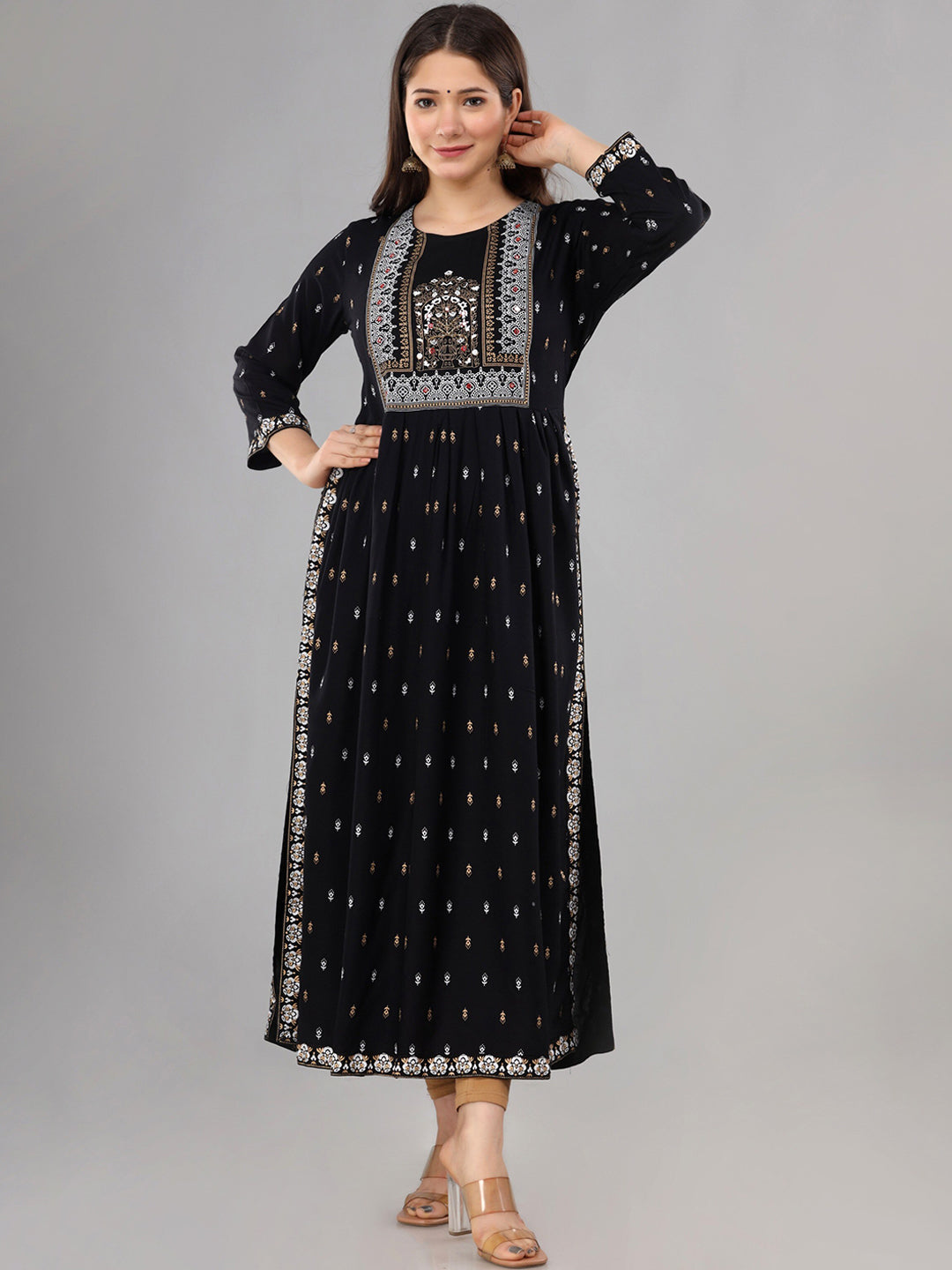Kalini Women Black Ethnic Motifs Printed Anarkali Kurta - Distacart