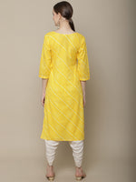 Thumbnail for Sangria Women Yellow & White Embellished Cotton Straight Kurta - Distacart