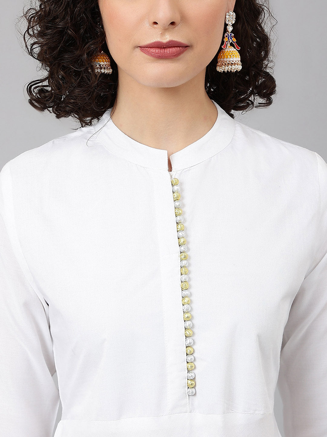 Khushal K Band Collar Gotta Patti Anarkali Kurta with Palazzos & Dupatta - Distacart