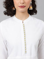 Thumbnail for Khushal K Band Collar Gotta Patti Anarkali Kurta with Palazzos & Dupatta - Distacart