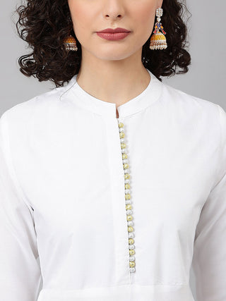 Khushal K Band Collar Gotta Patti Anarkali Kurta with Palazzos & Dupatta - Distacart