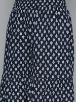 Thumbnail for HERE&NOW Ethnic Motifs Printed Layered Gotta Patti Pure Cotton Kurta with Sharara - Distacart