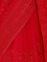 Thumbnail for Soch Red Floral Embroidered Pure Georgette Saree - Distacart