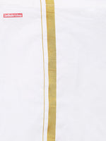 Thumbnail for Sethukrishna Boys Cream-Coloured & Gold-Toned Shirt with Dhoti Set - Distacart