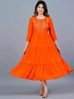 Thumbnail for Kalini Women Embroidered Mirror Work Tiering Anarkali Kurta - Distacart