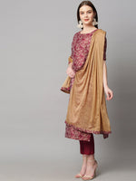 Thumbnail for Kalini Women Red Floral Woven Kurta with Trousers & Dupatta - Distacart