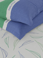 Thumbnail for Nautica Noridge Green & Blue Floral Cotton 160 TC King Bedsheet With 2 Pillow Covers - Distacart