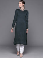 Thumbnail for Biba Women Navy Blue Shimmer All-over Kurta - Distacart