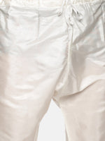 Thumbnail for Sethukrishna Men Cream-Coloured Woven Design Kurta with Churidar - Distacart