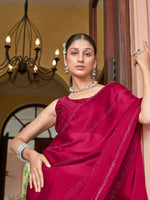 Thumbnail for Mitera Embellished Pure Chiffon Saree with Swaroski Border - Distacart