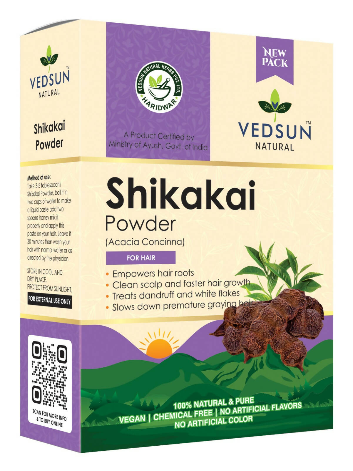 Vedsun Naturals Shikakai Powder Organic and Pure For Hair Growth - Distacart