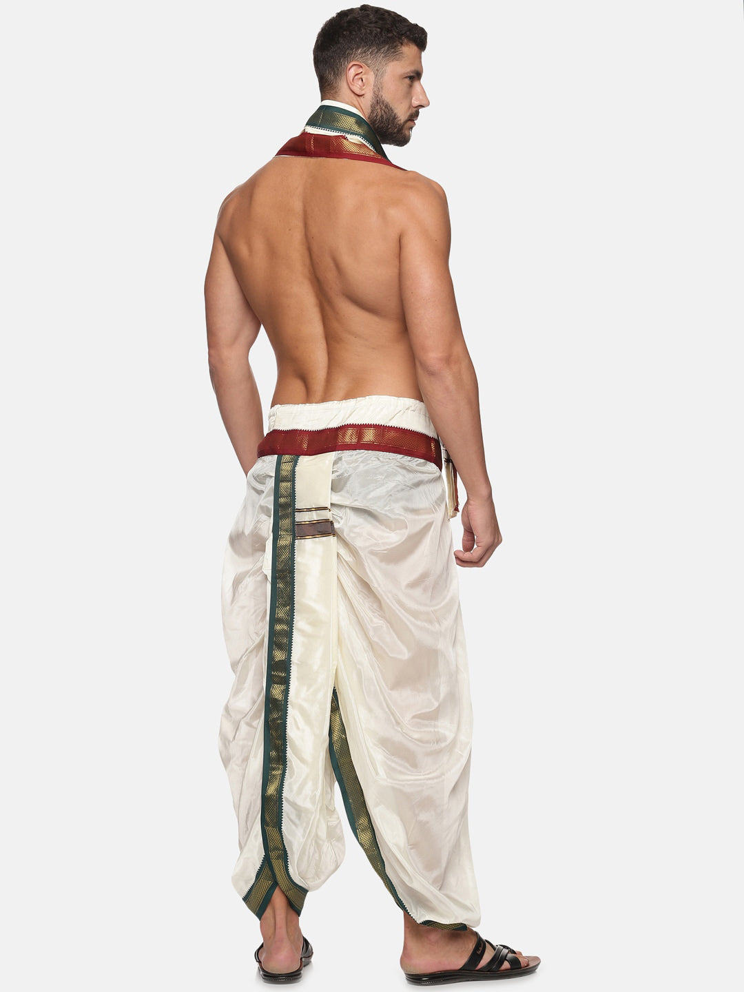 Sethukrishna Men Cream Coloured Solid Dhoti Pant With Angavastram - Distacart