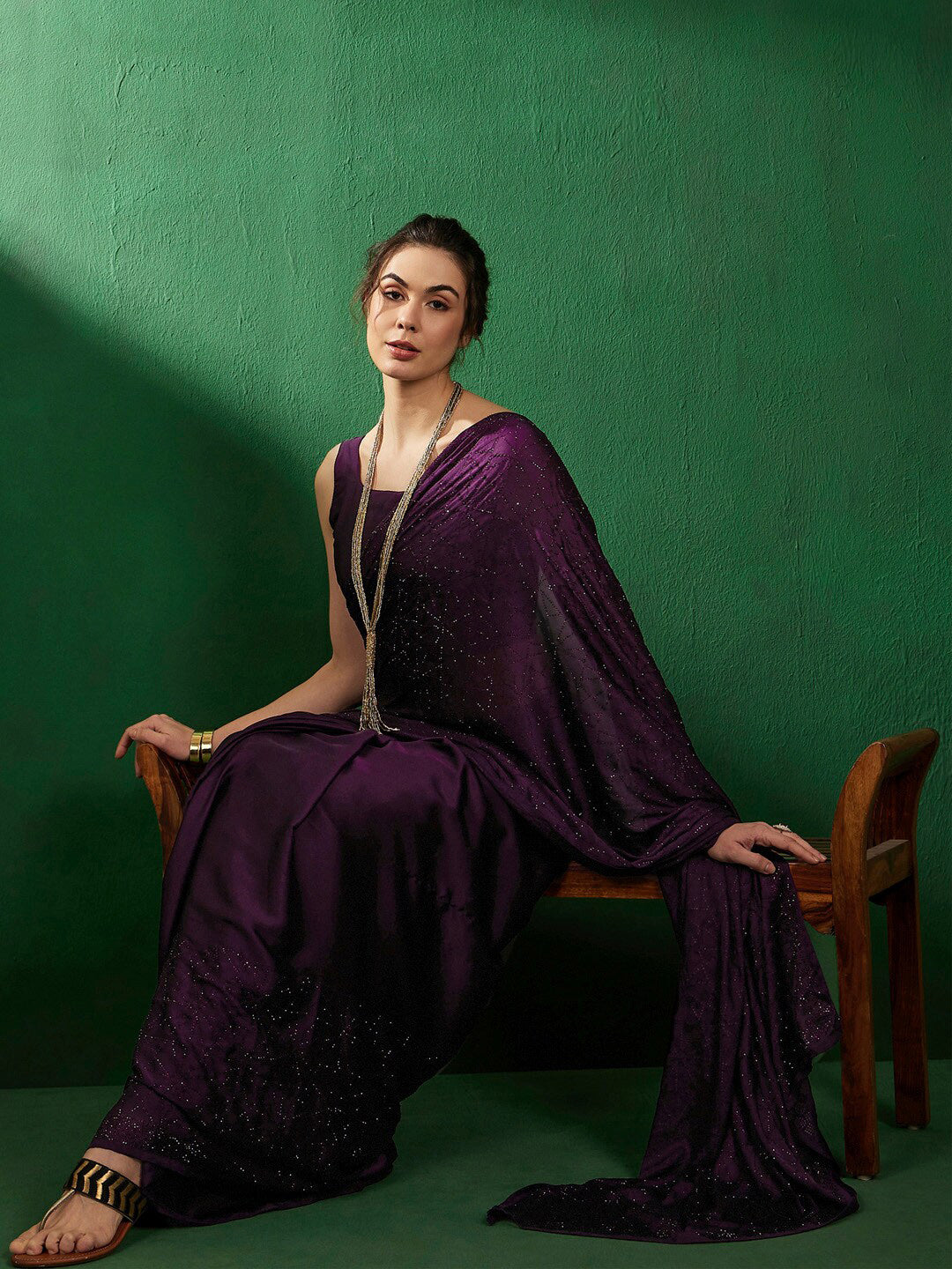 Sangria Embellished Beads and Stones Sarees - Distacart