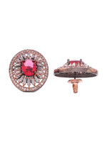 Thumbnail for Shoshaa Rose Gold Plated & White Circular Studs - Distacart