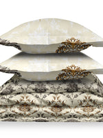 Thumbnail for LABHAM Cream-Coloured & Brown Ethnic Motifs Cotton 180 TC King Bedsheet & 2 Pillow Covers - Distacart