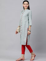 Thumbnail for Kalini Women Blue Pure Cotton Self Striped Kurta - Distacart