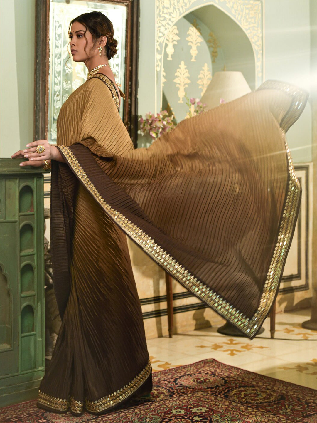 Kalini Ombre Dyed Embroidered Border Saree - Distacart