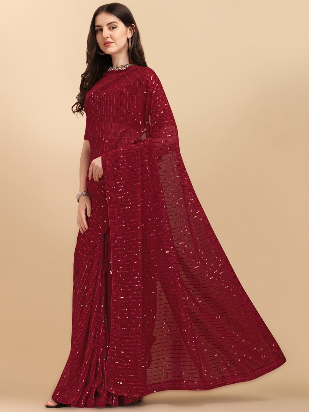 Kalini Embellished Sequinned Pure Georgette Saree - Distacart