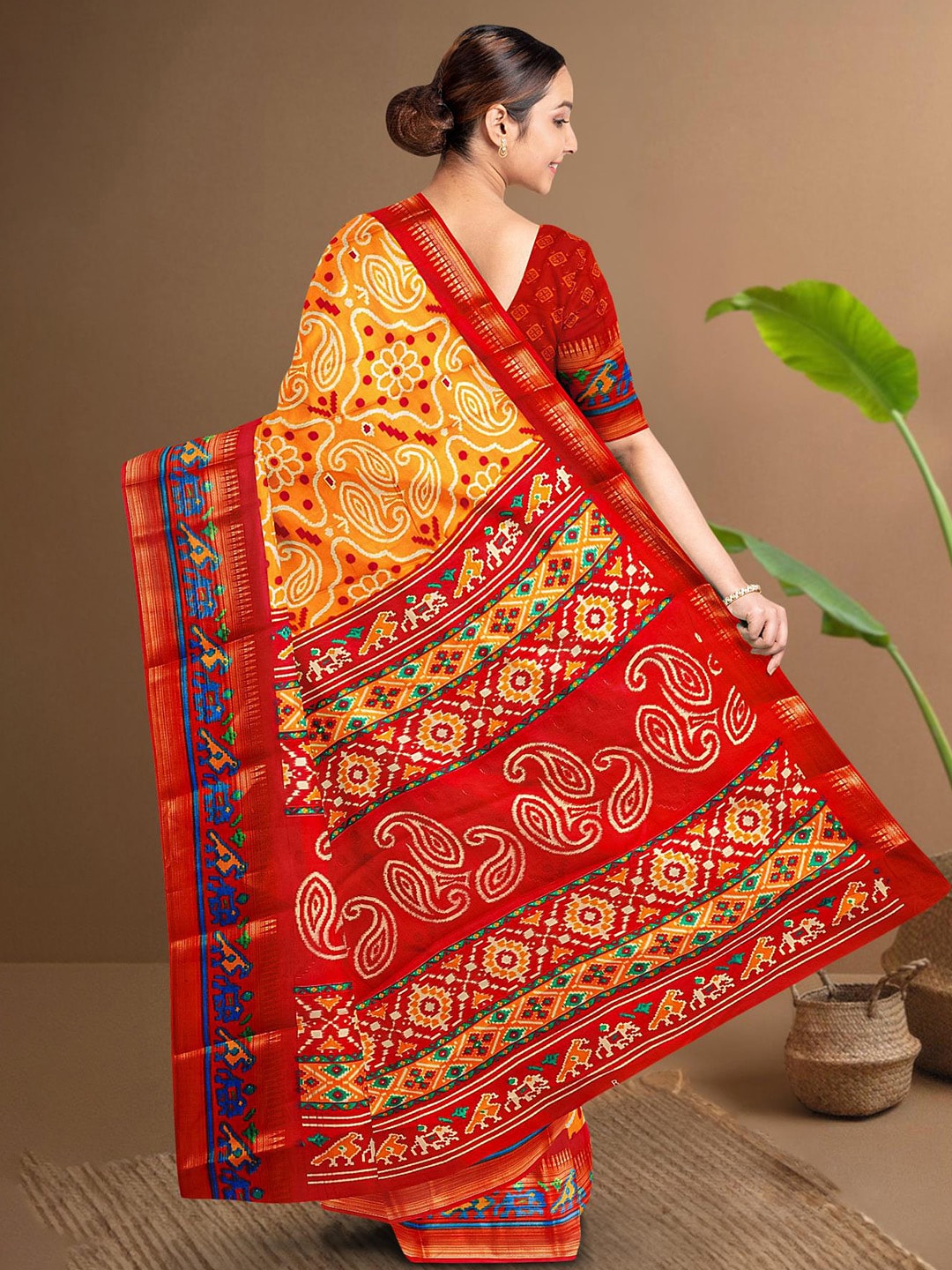 Kalamandir Ethnic Motifs Printed Silk Blend Saree - Distacart