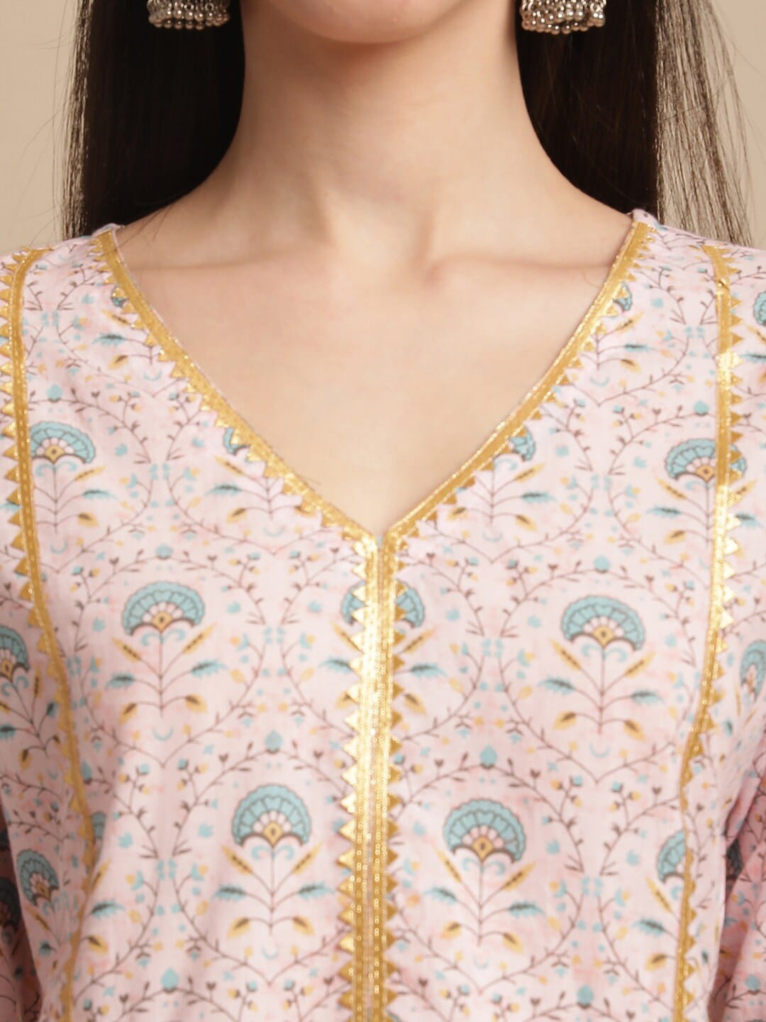 Kalini Floral Printed Empire Gotta Patti Pure Cotton Kurta With Sharara & Dupatta - Distacart