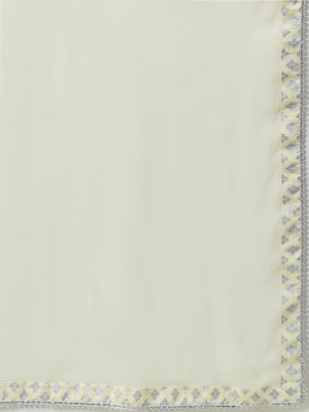 Libas Yellow & Silver-Coloured Cotton Printed Kurta with Palazzos & Dupatta - Distacart