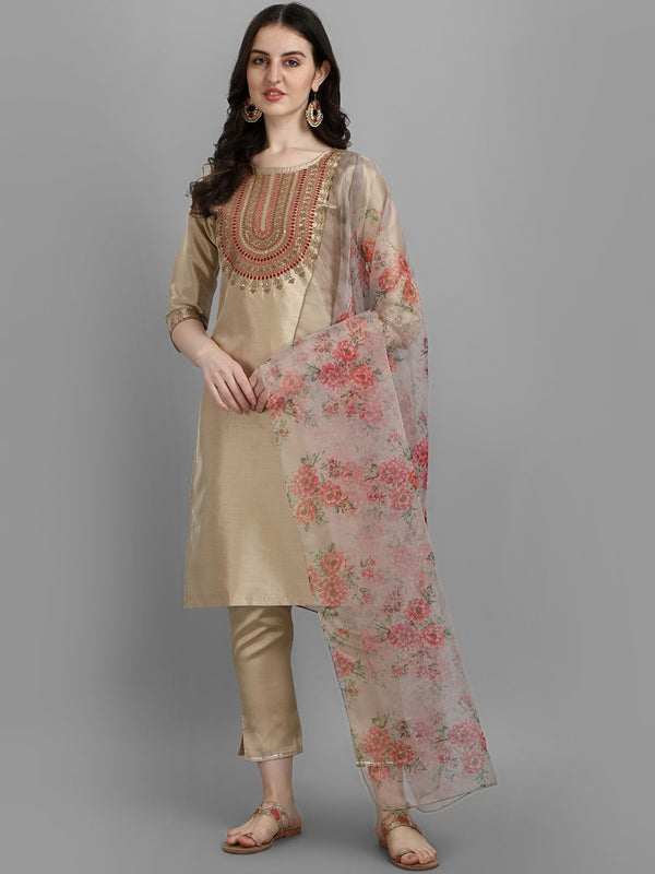 Kalini Ethnic Motifs Embroidered Sequined Kurta with Trousers & Dupatta - Distacart