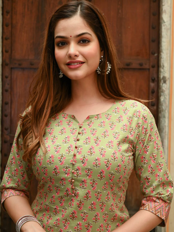 Kalini Kalini Women Floral Printed Kurta with Trousers - Distacart