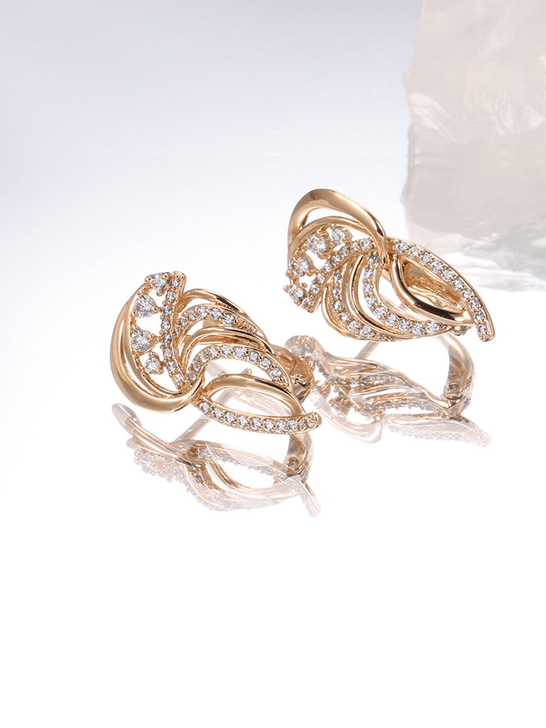 Shining Diva 18k Rose Gold Plated Zircon Earrings - Distacart