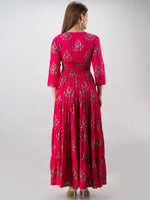 Thumbnail for Kalini Women Pink Floral Printed Flared Sleeves Gotta Patti Floral Anarkali Kurta - Distacart