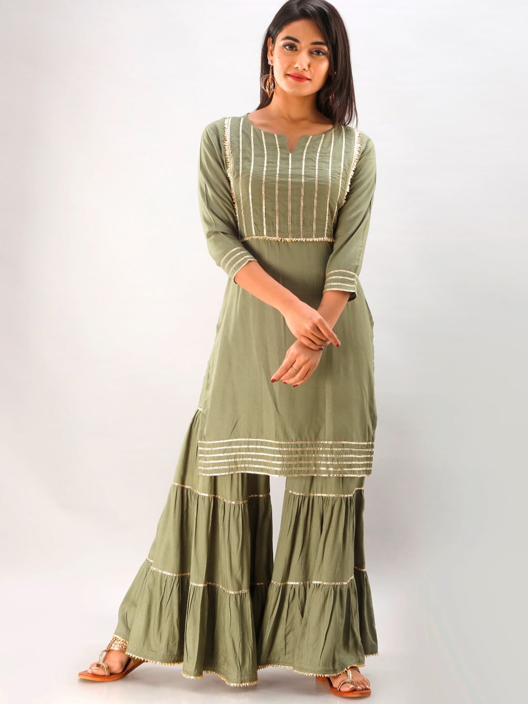 Kalini Women Green Kurta with Sharara - Distacart