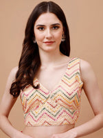 Thumbnail for Tikhi Imli Embroidered V-Neck Saree Blouse - Distacart