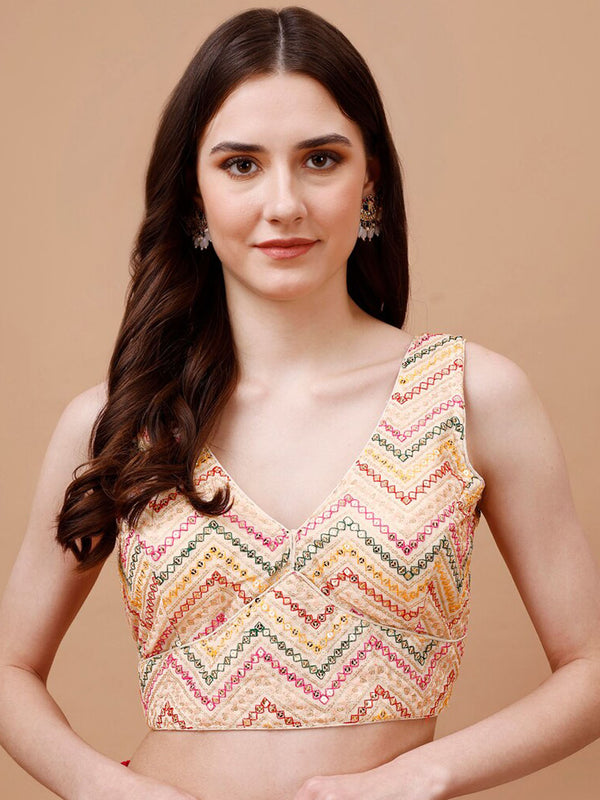 Tikhi Imli Embroidered V-Neck Saree Blouse - Distacart