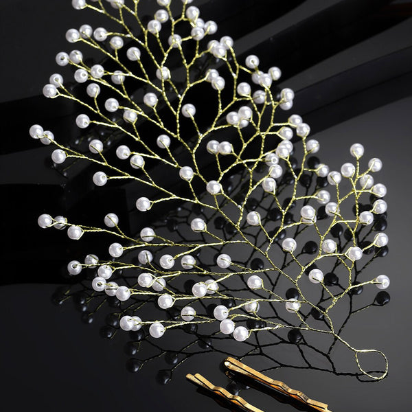 Panash Women Gold-Toned & White Embellished Hair Accessory Set of - Distacart