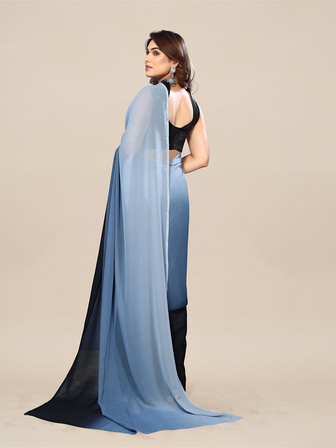 Kalini Colourblocked Pure Georgette Saree - Distacart